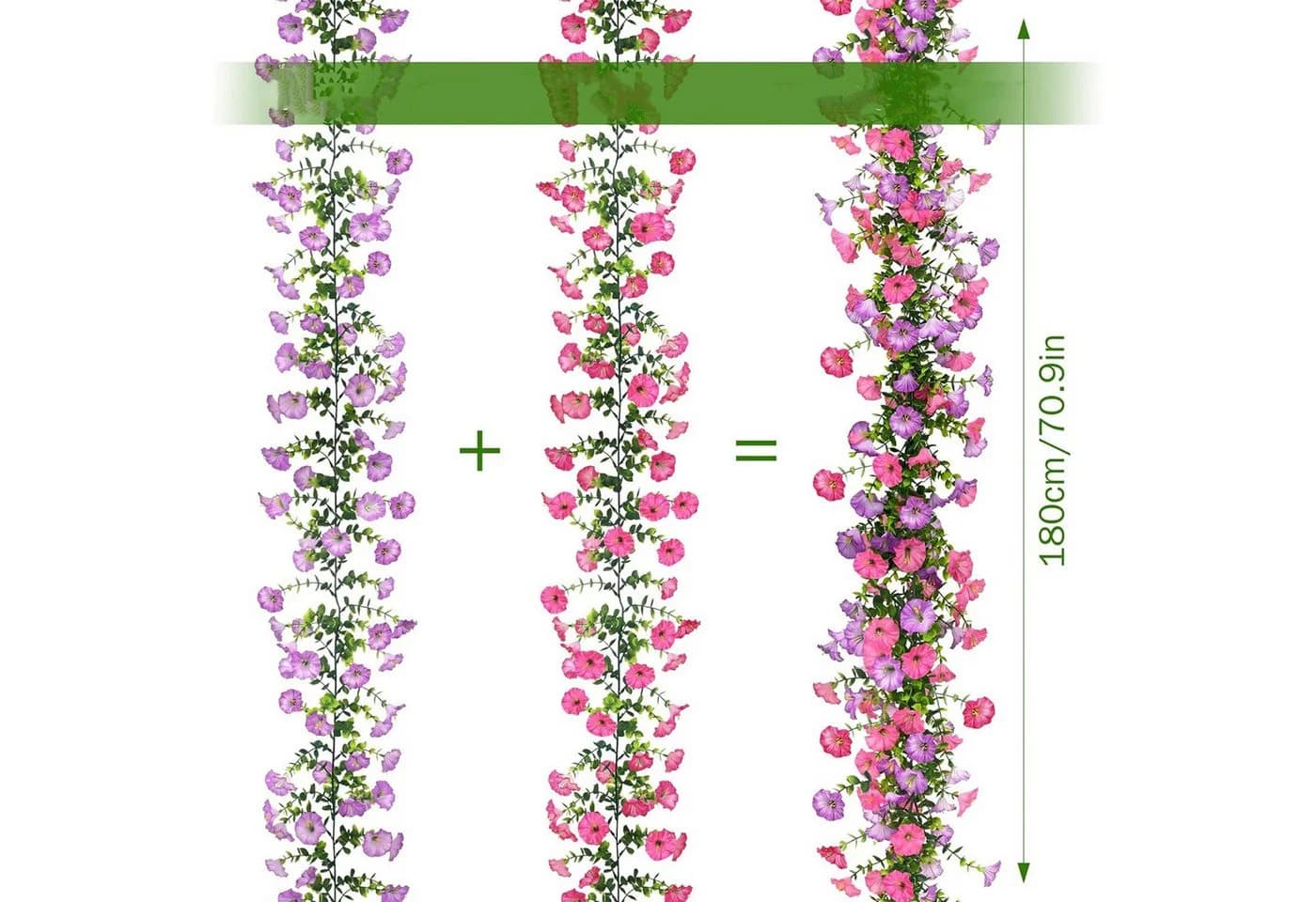 Agger Kunstblumenstrauß 2 Stück Rosa-Lila Hängepflanze Petunien - Bild 4