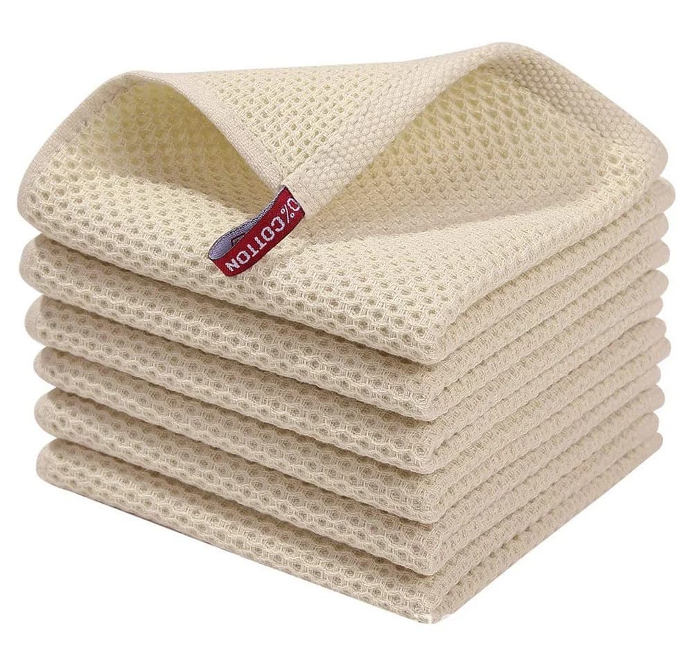 Zaewry Geschirrtuch 4-tlg. Beige Waffle Baumwolle 34x34 cm - Bild 2