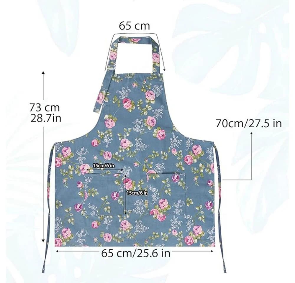 Zaewry Kochschürze Blumendruck Dunkelblau Verstellbar Unisex - Bild 3