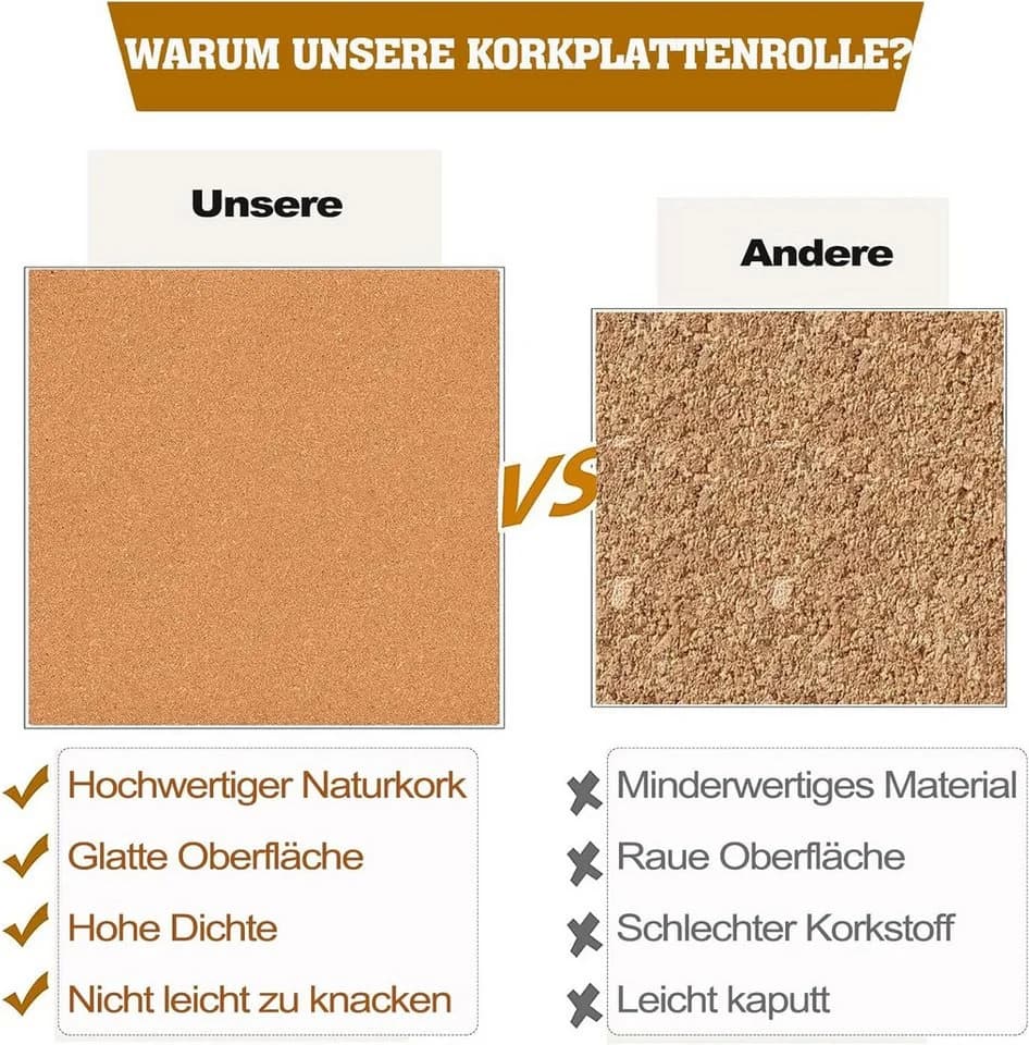 Zaewry Korkplatten 5er Set Selbstklebend Rechteckig Braun - Bild 5