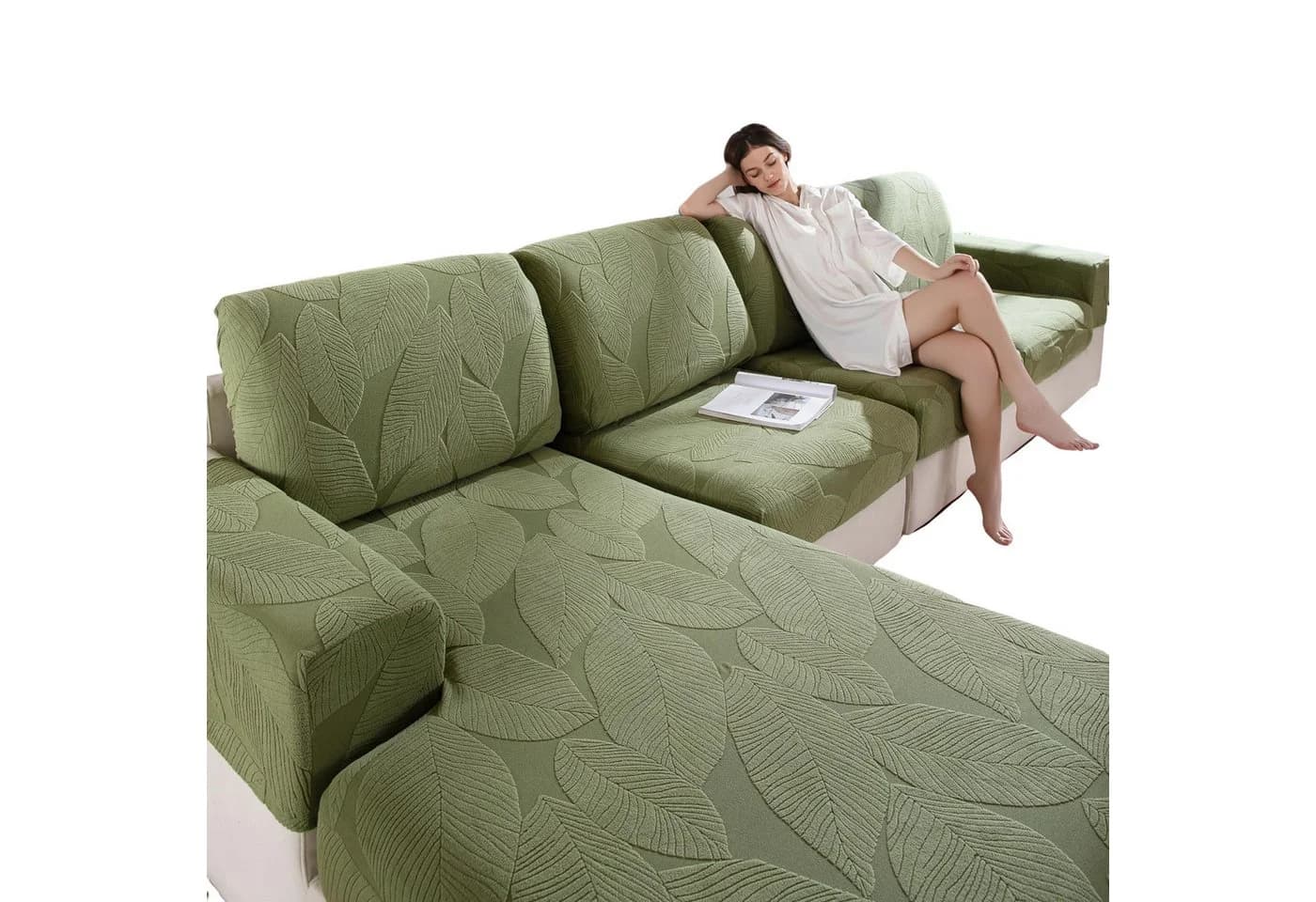 Agger Sofahusse Grün Elastischer Sofabezug Rutschfest - Bild 2