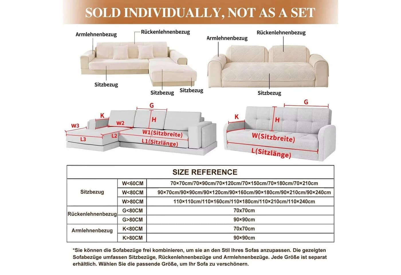 Agger Sofaschoner Couch Überzug Beige Rutschfest - Bild 4
