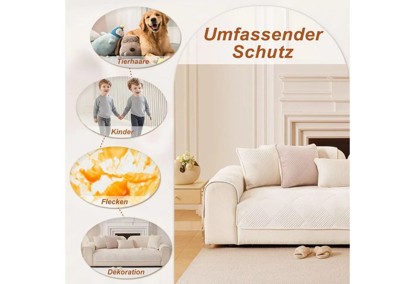 Agger Sofaschoner Couch Überzug Beige Rutschfest - Bild 5