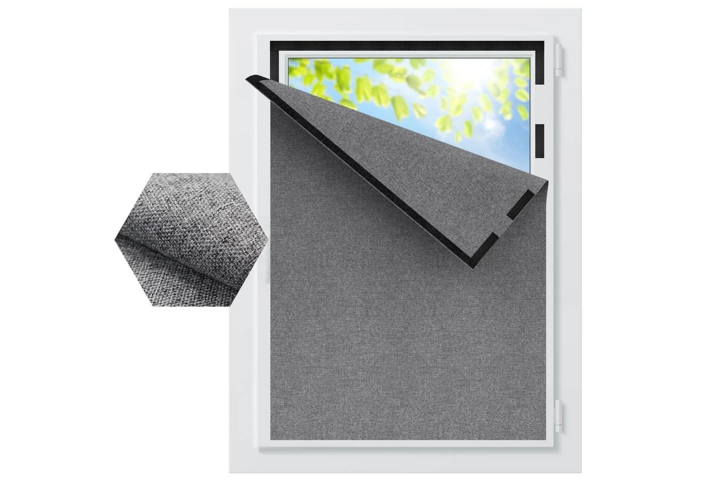 Agger Verdunklungsrollo Grau Leinenoptik ohne Bohren - Bild 2