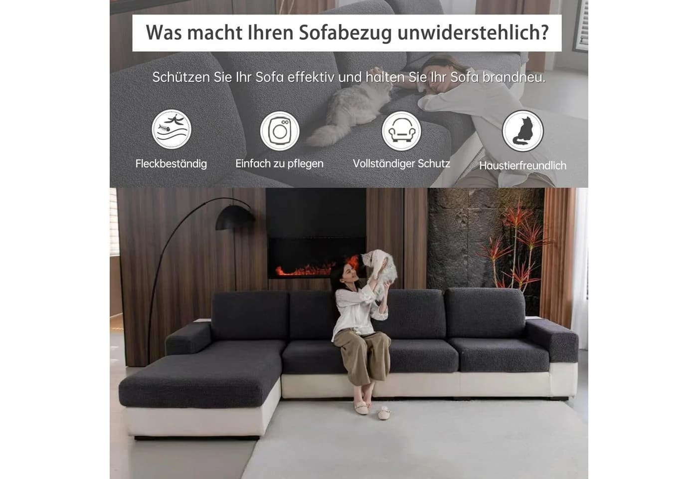 Agger Sofahusse Sofa Überzug Beige Teddyfleece - Bild 4