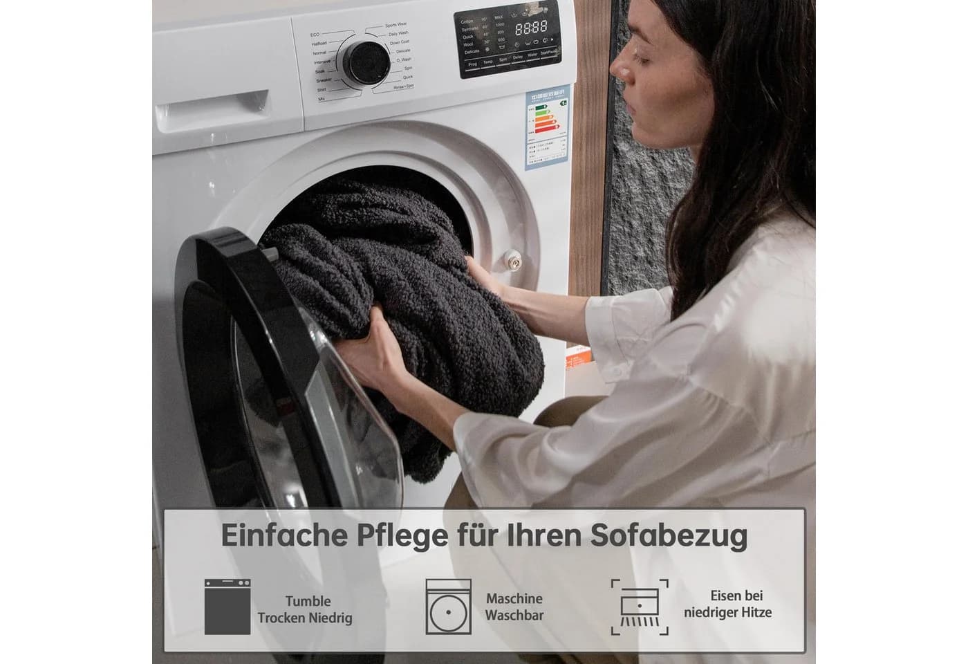 Agger Sofaüberzug Grau Teddyfleece Rutschfest - Bild 5