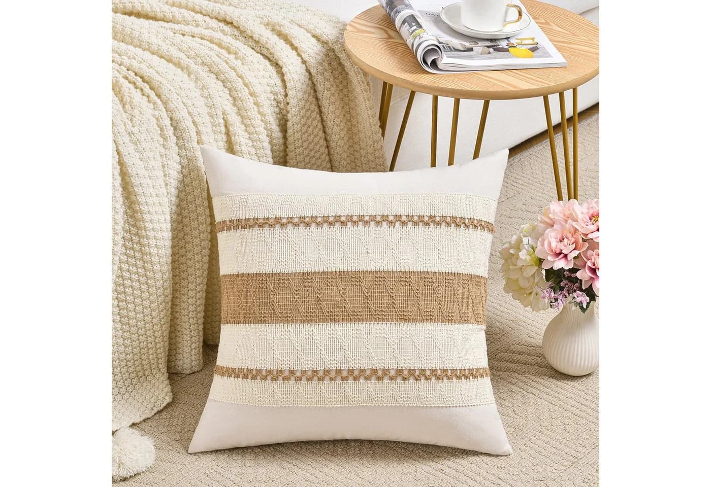 Agger Kissenbezug 2er-Set Beige Boho-Zierkissenbezüge - Bild 3
