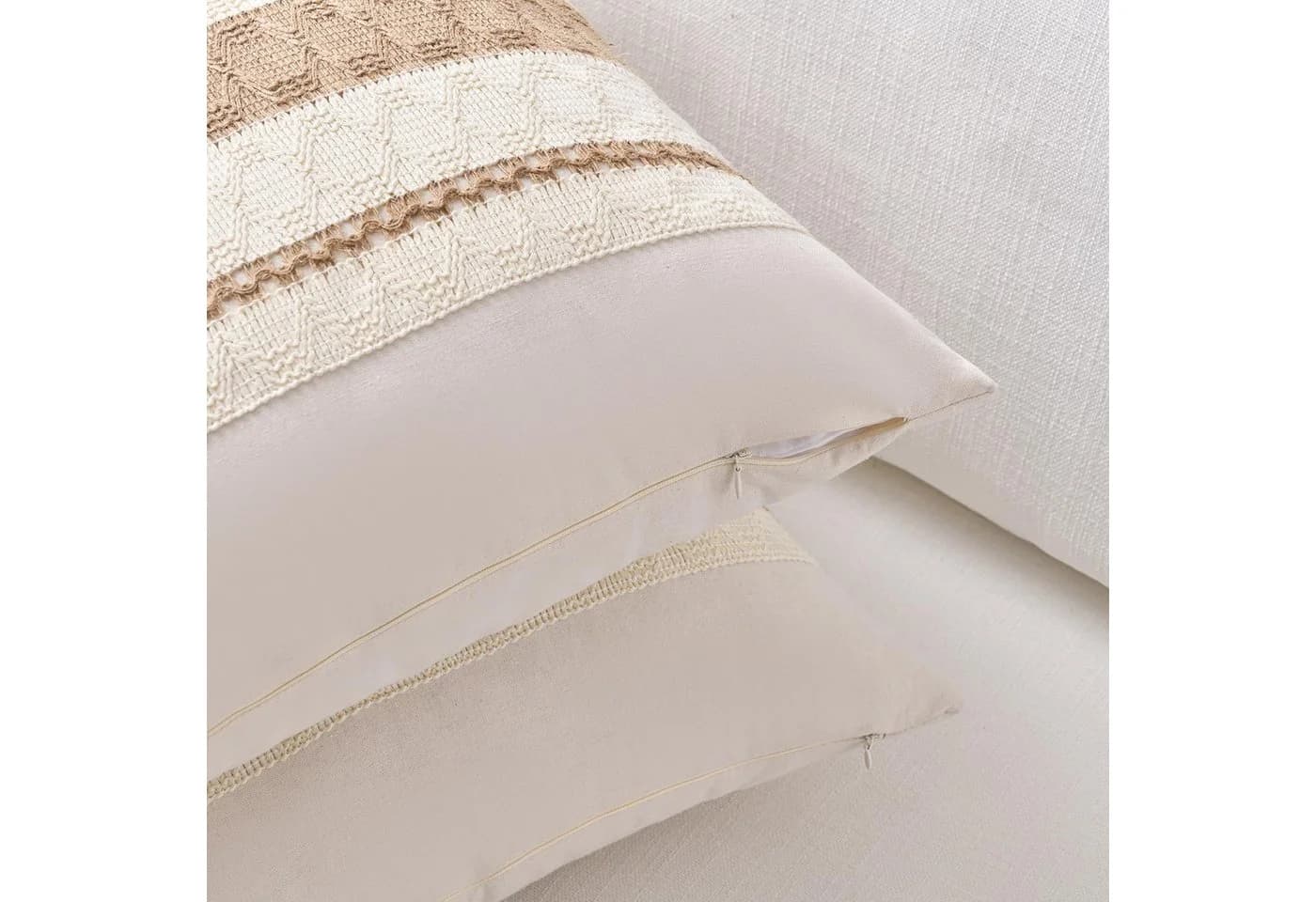Agger Kissenbezug 2er-Set Beige Boho-Zierkissenbezüge - Bild 4