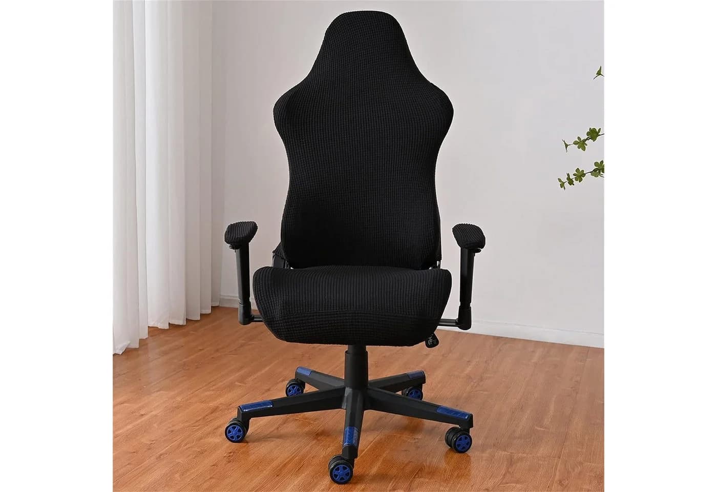 Agger Bürostuhlhusse 4Stk Schwarz Gaming Stuhl Bezug Waschbar