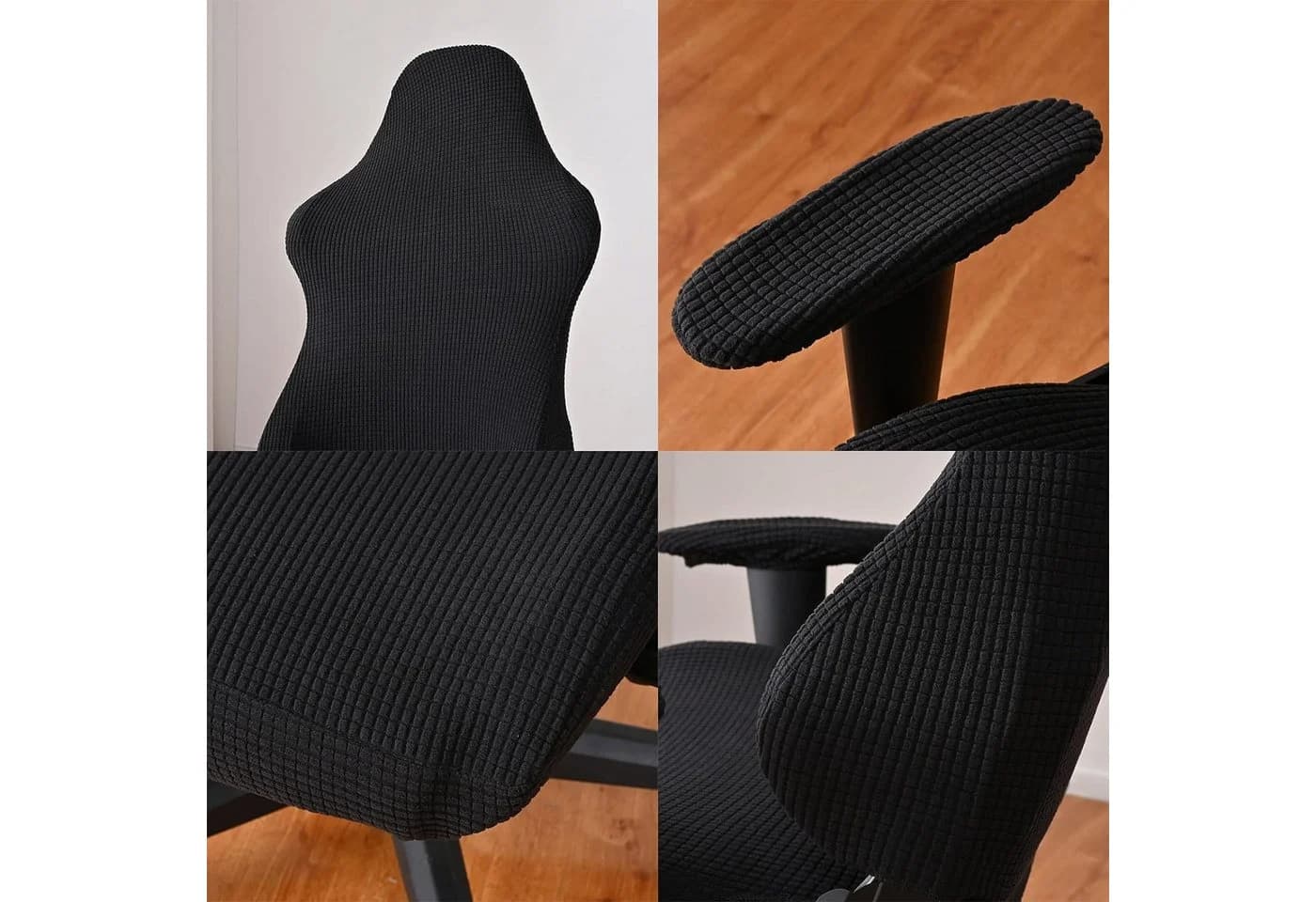 Agger Bürostuhlhusse 4Stk Schwarz Gaming Stuhl Bezug Waschbar - Bild 4