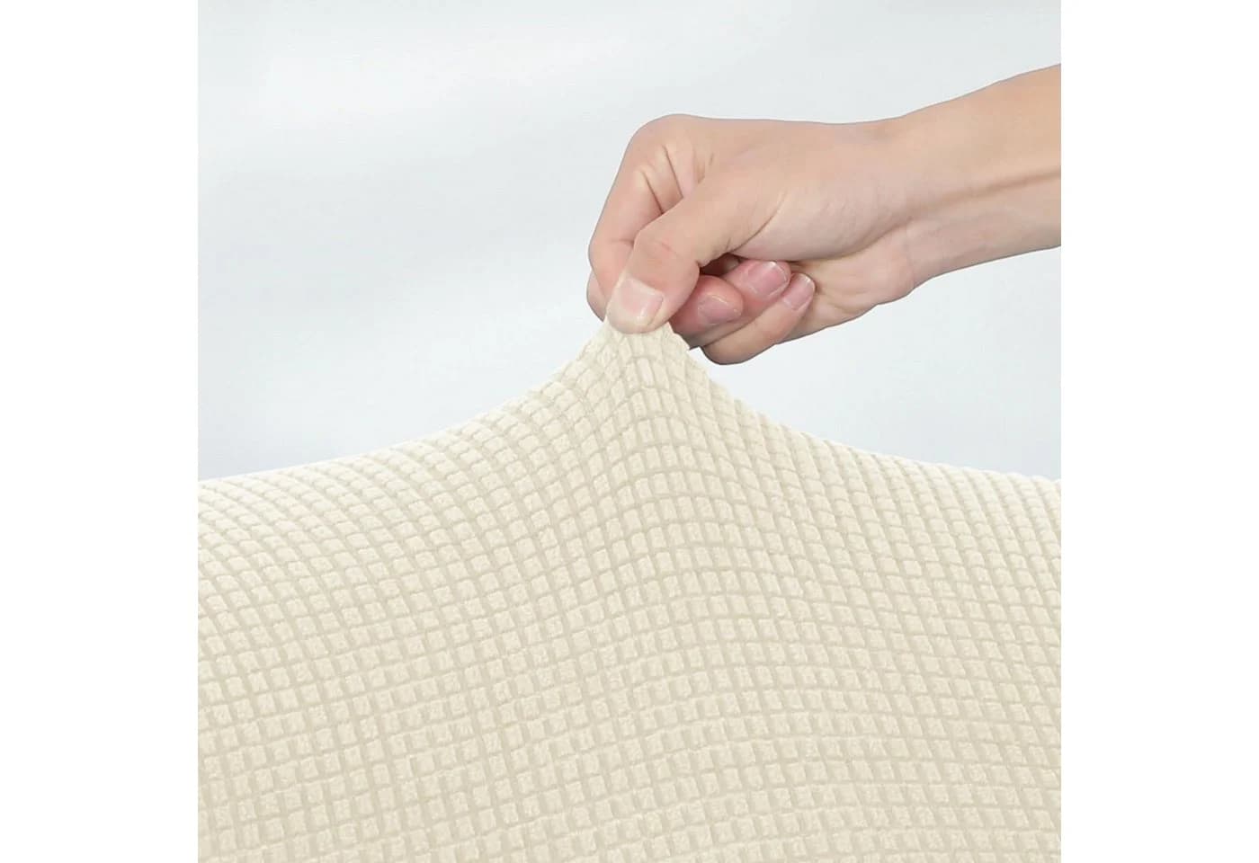 Agger Barhocker-Schonbezug 2er Set Stretch Samt Beige - Bild 5