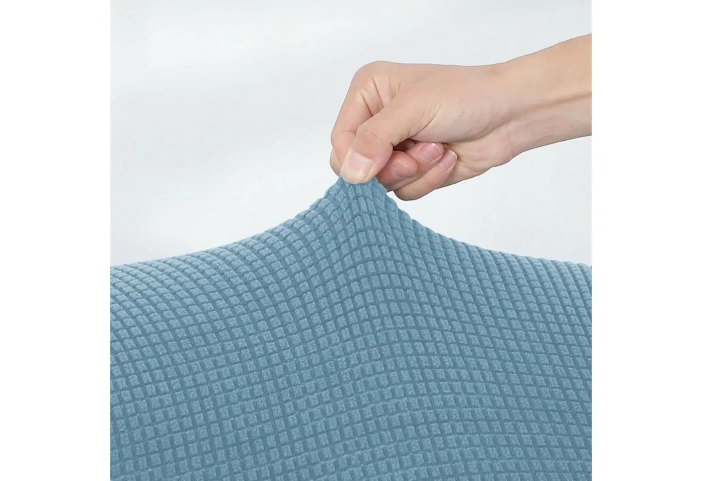 Agger Barhocker-Schonbezug 2er Set Blau Stretch-Samt - Bild 4