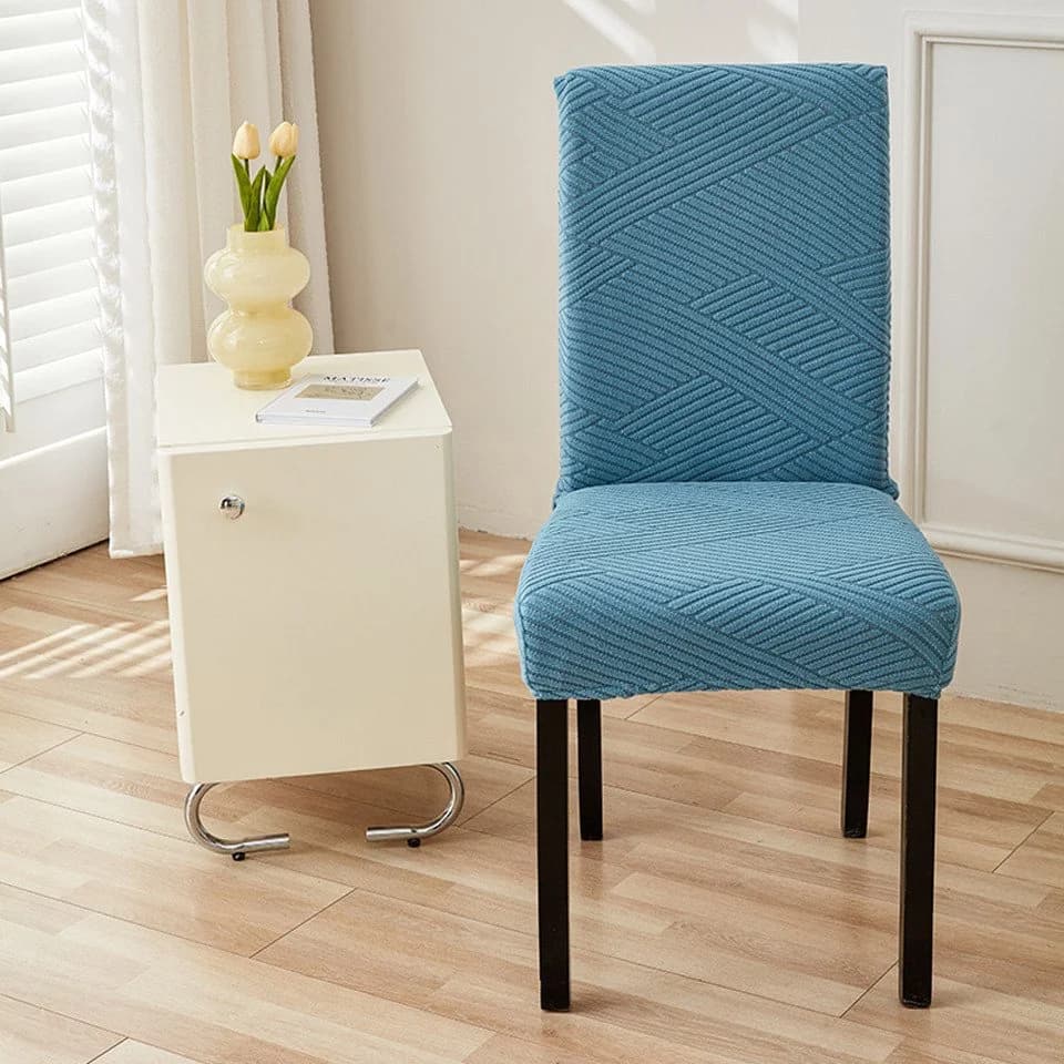 Agger Stuhlhusse Stretch Stuhlbezug Blau Polyester