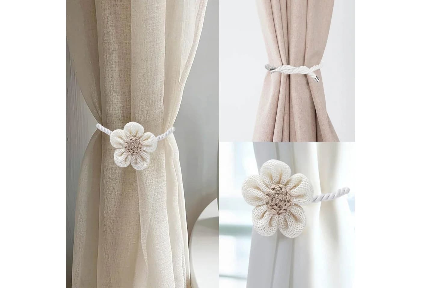 Zaewry Raffhalter Beige/Rosa/Grau mit Perlenblumen