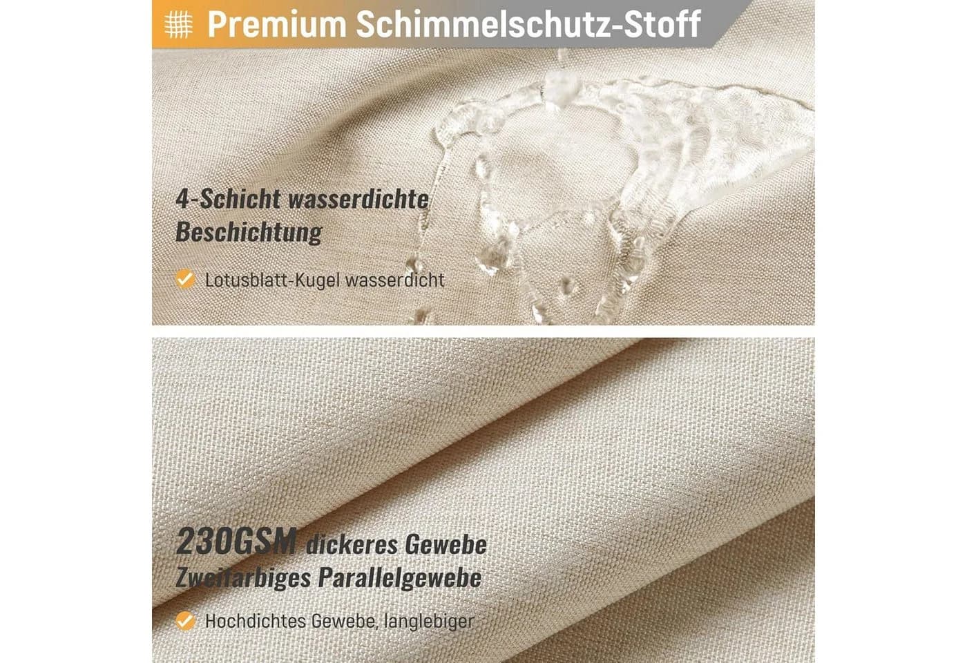 Agger Duschvorhang Beige Leinen-Optik Anti-Schimmel