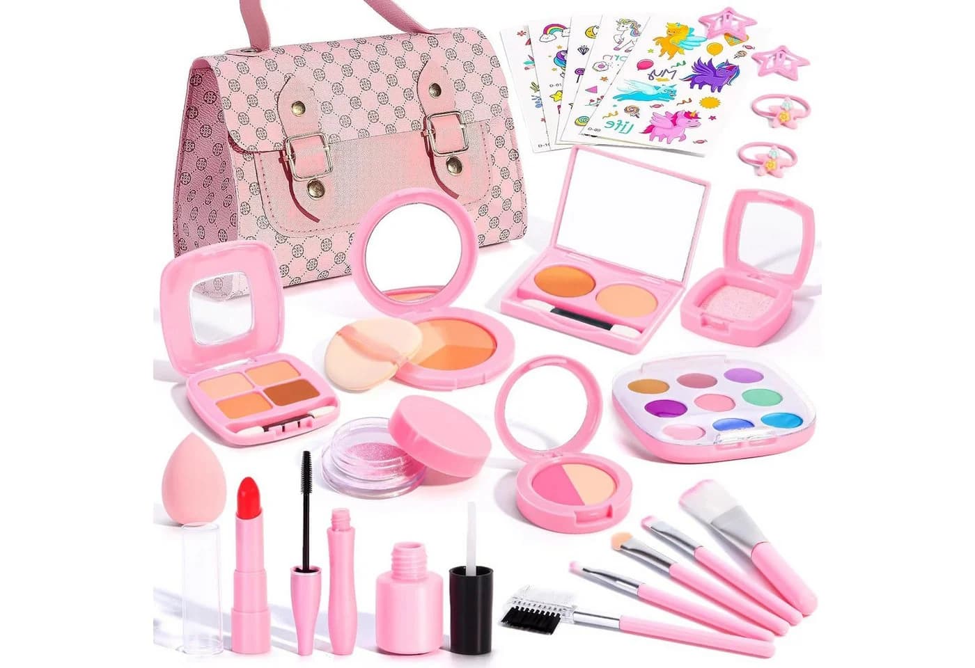CLTYQ Kreativset Kinder Handtasche Set mit Zubehör und Spiel-Make-up Rosa - Bild 2