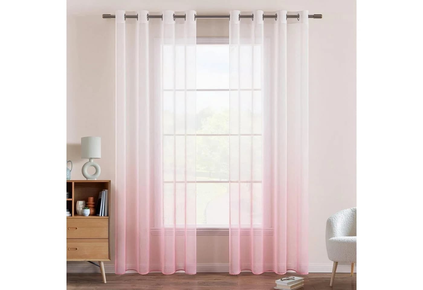 Agger Vorhang 2er Set Transparent Farbverlauf Voile mit Ösen - Bild 2
