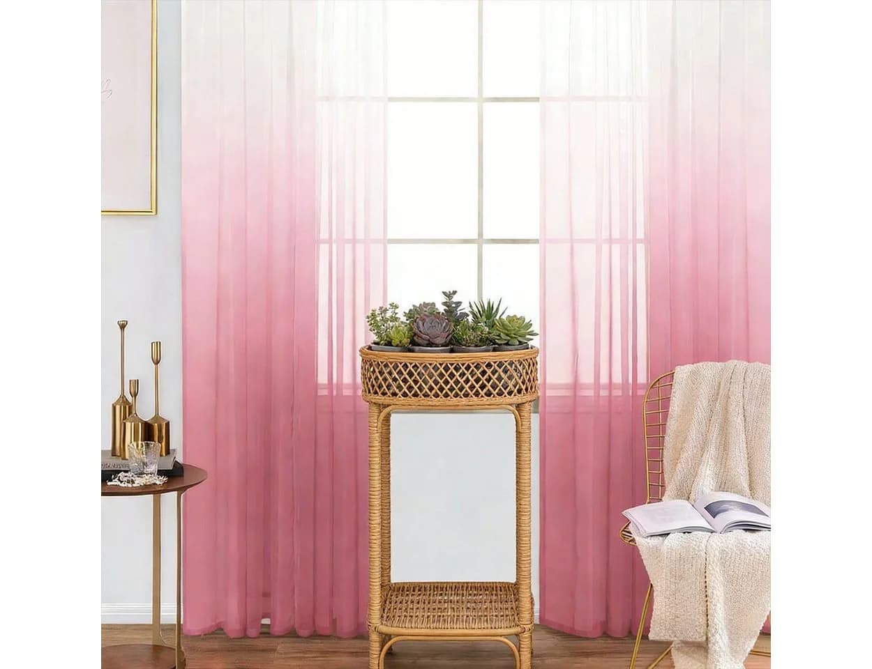 Agger Vorhang 2er Set Transparent Farbverlauf Voile mit Ösen - Bild 4