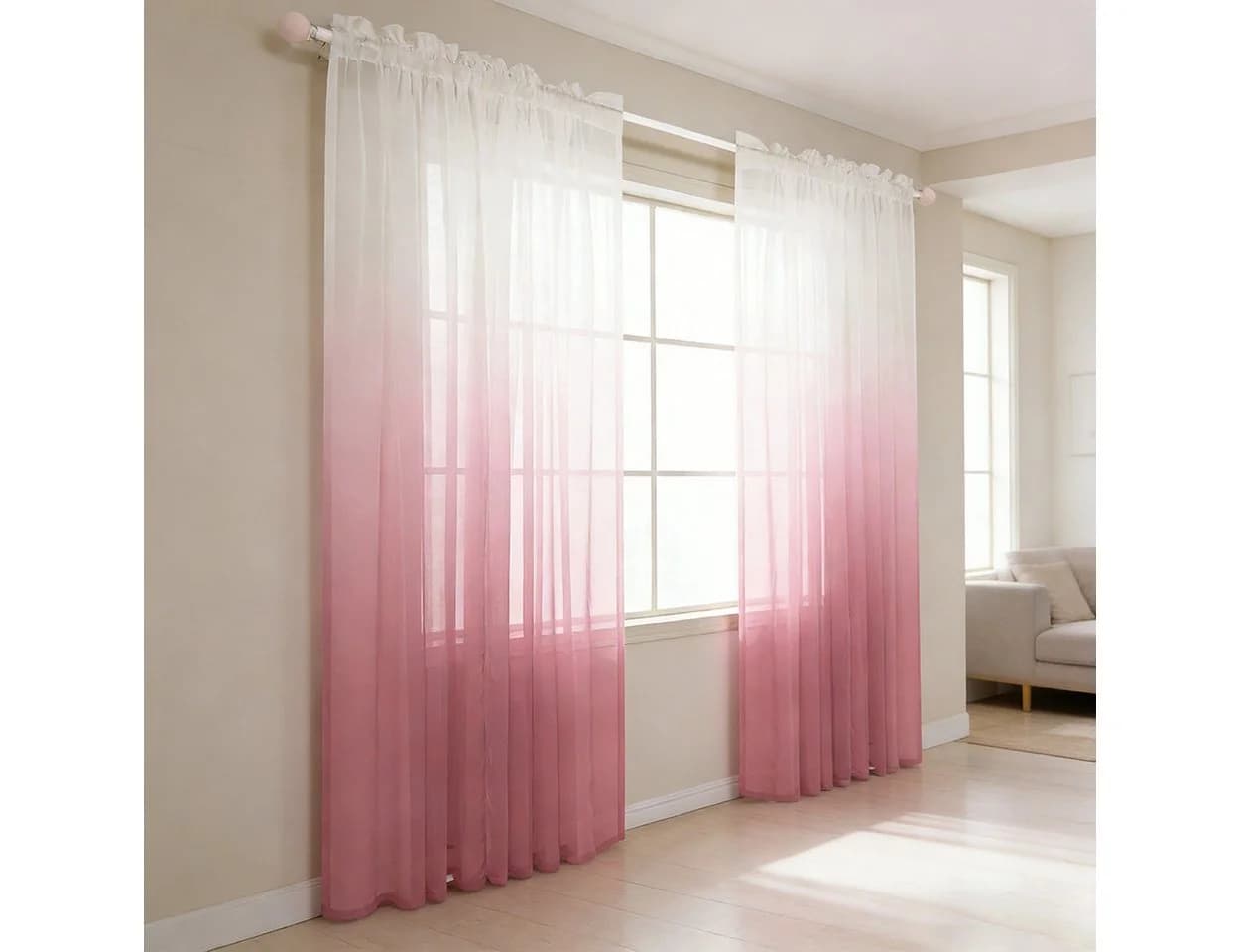 Agger Vorhang 2er Set Transparent Farbverlauf Voile mit Ösen - Bild 5