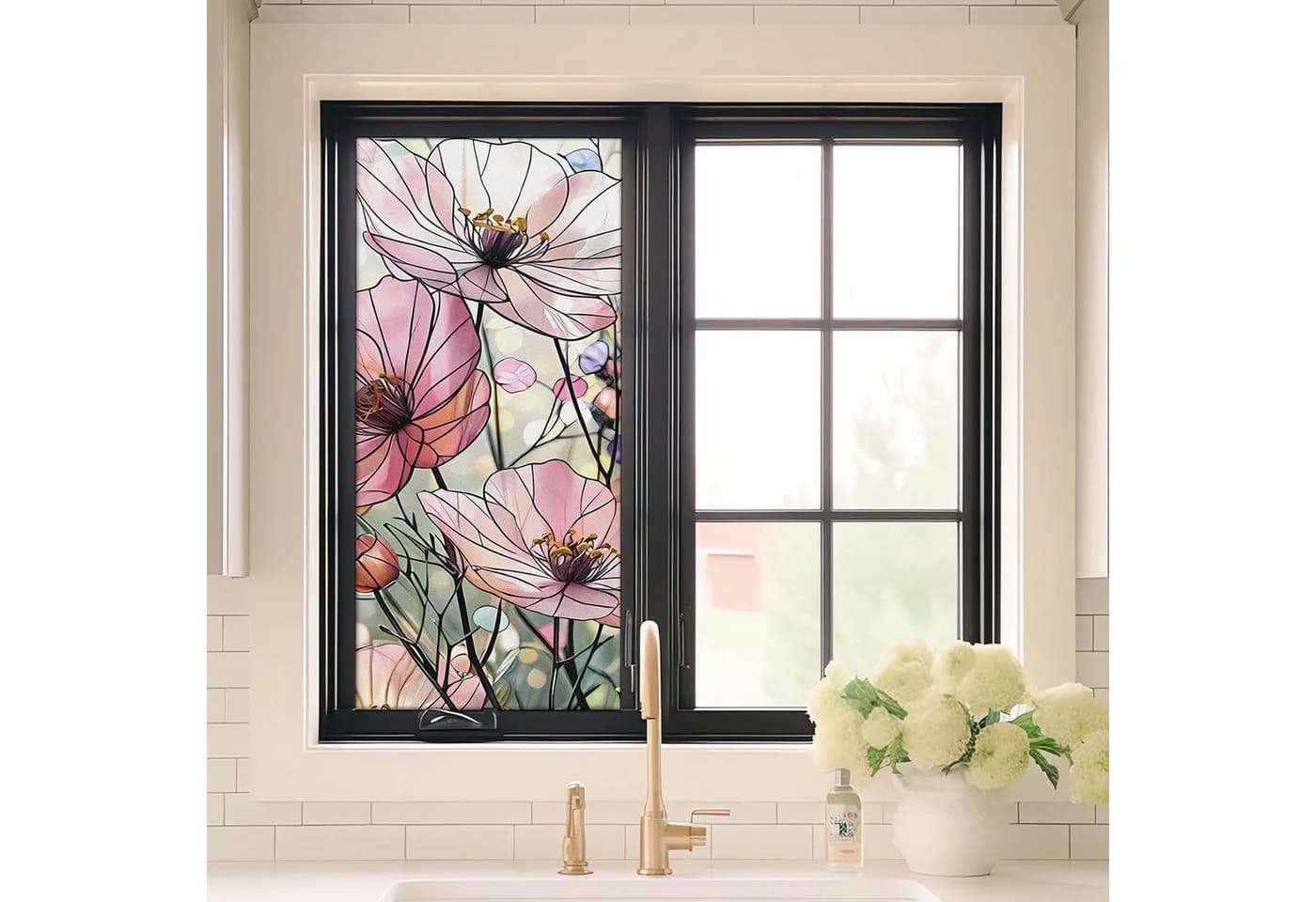 Agger Blumen-Fenstersticker Rosa PVC Dekorative Fensterfolie - Bild 3