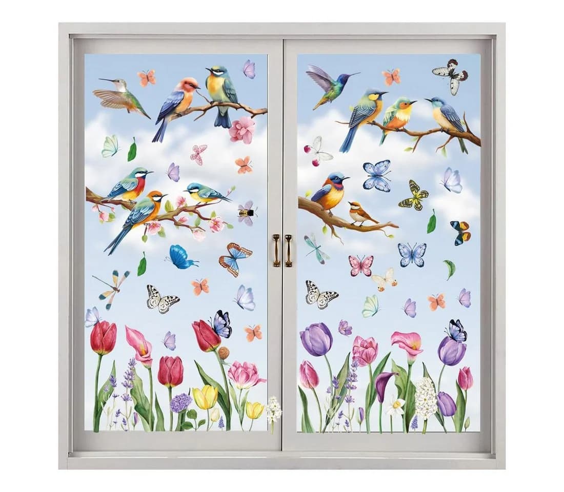 Agger Frühlings-Vogel-Fenstersticker Set 78-tlg. PVC Transparent - Bild 2