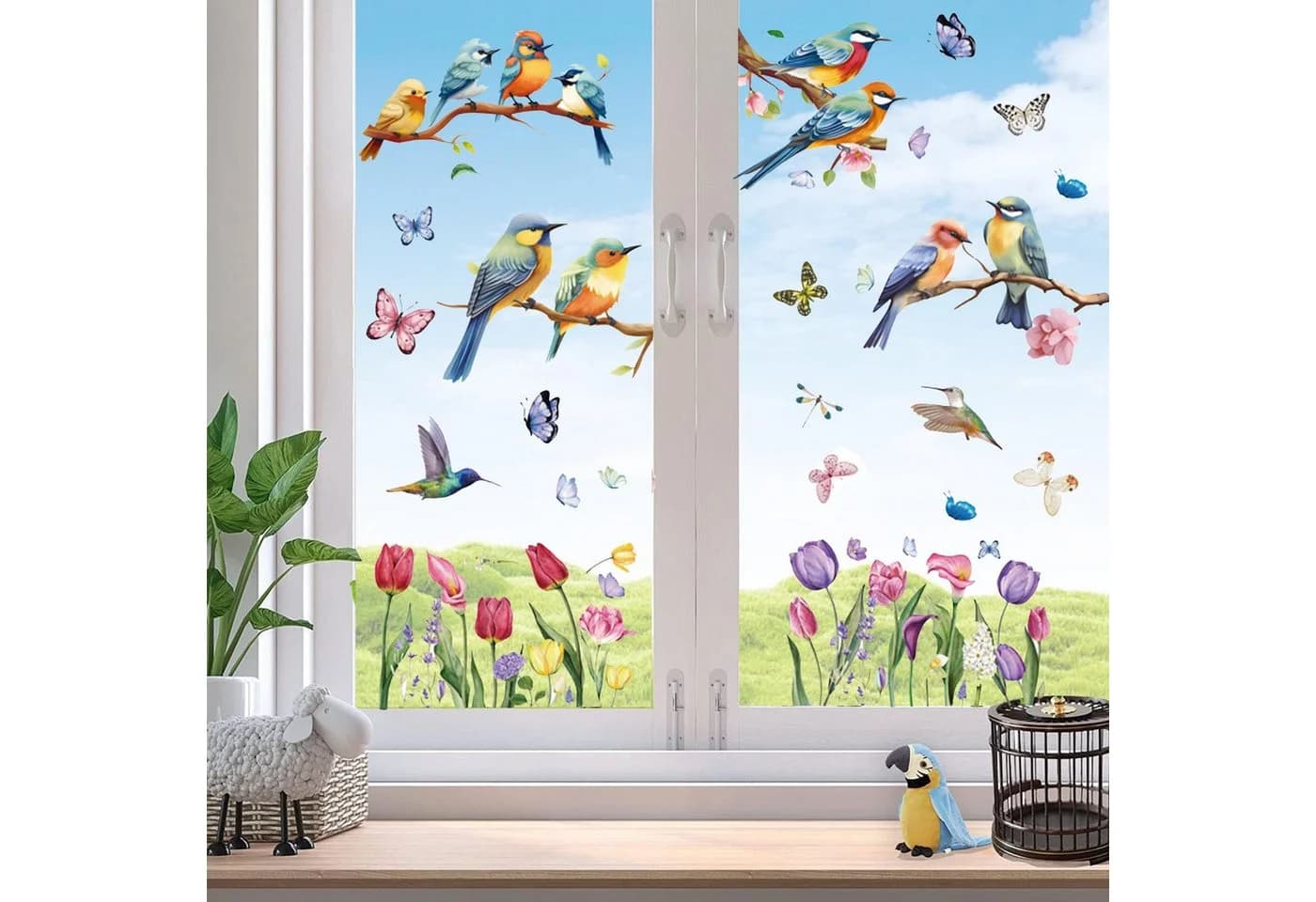Agger Frühlings-Vogel-Fenstersticker Set 78-tlg. PVC Transparent - Bild 3