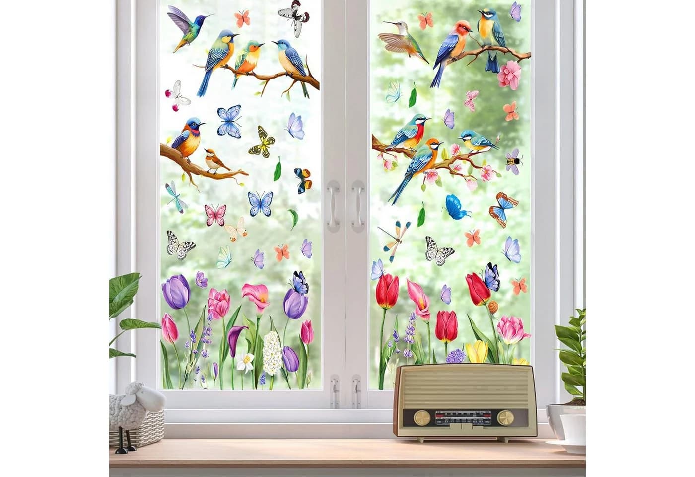 Agger Frühlings-Vogel-Fenstersticker Set 78-tlg. PVC Transparent - Bild 5