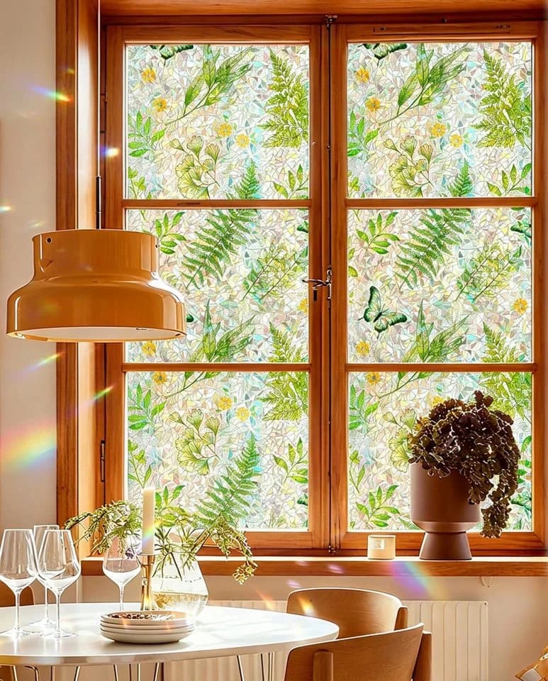 Agger Fensterfolie Grünes Blatt Muster UV-Schutz Privatsphäre - Bild 3