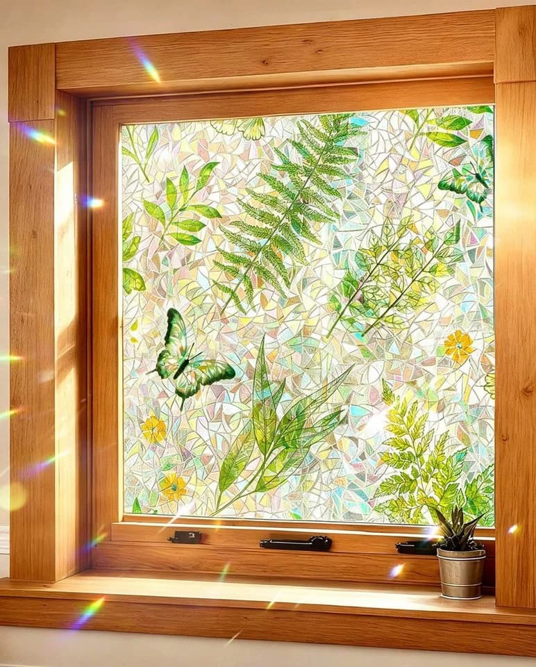 Agger Fensterfolie Grünes Blatt Muster UV-Schutz Privatsphäre - Bild 4