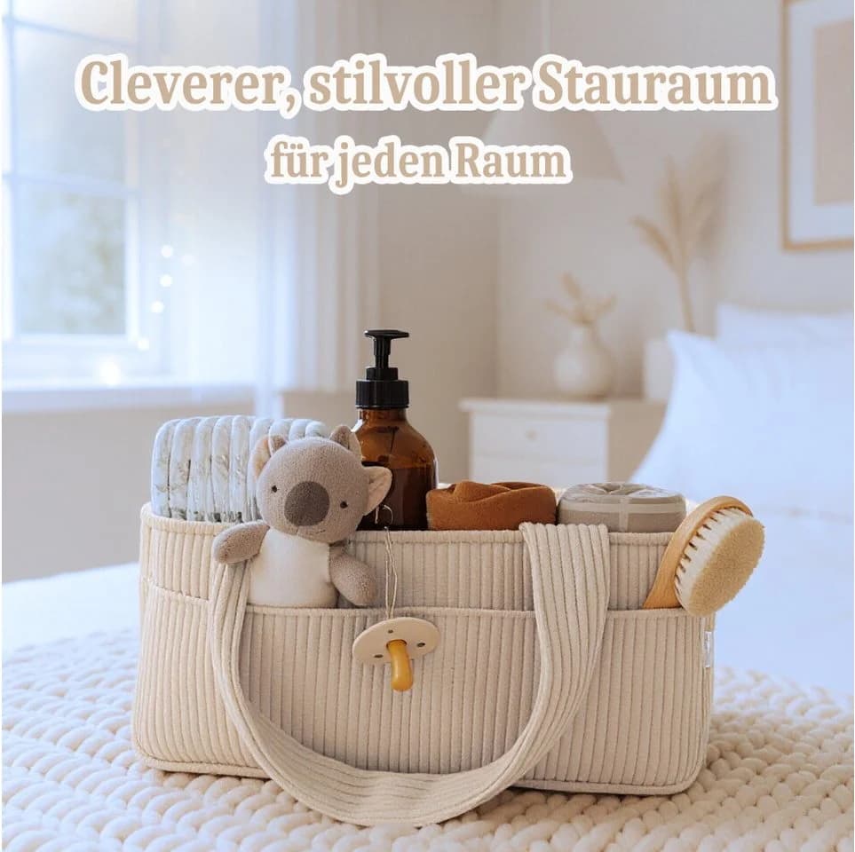 Zaewry Aufbewahrungskorb Windeltasche Cordstoff Multifunktional - Bild 4