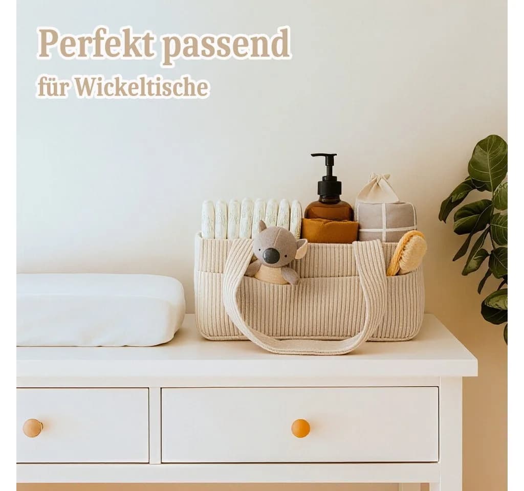 Zaewry Aufbewahrungskorb Windeltasche Cordstoff Multifunktional - Bild 5
