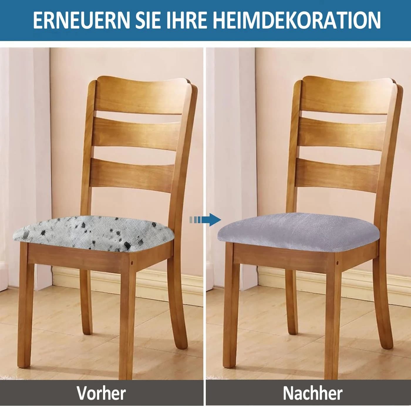 Diwzbyn Stuhlhusse Esszimmerstuhlbezug Samt Elastisch - Bild 3