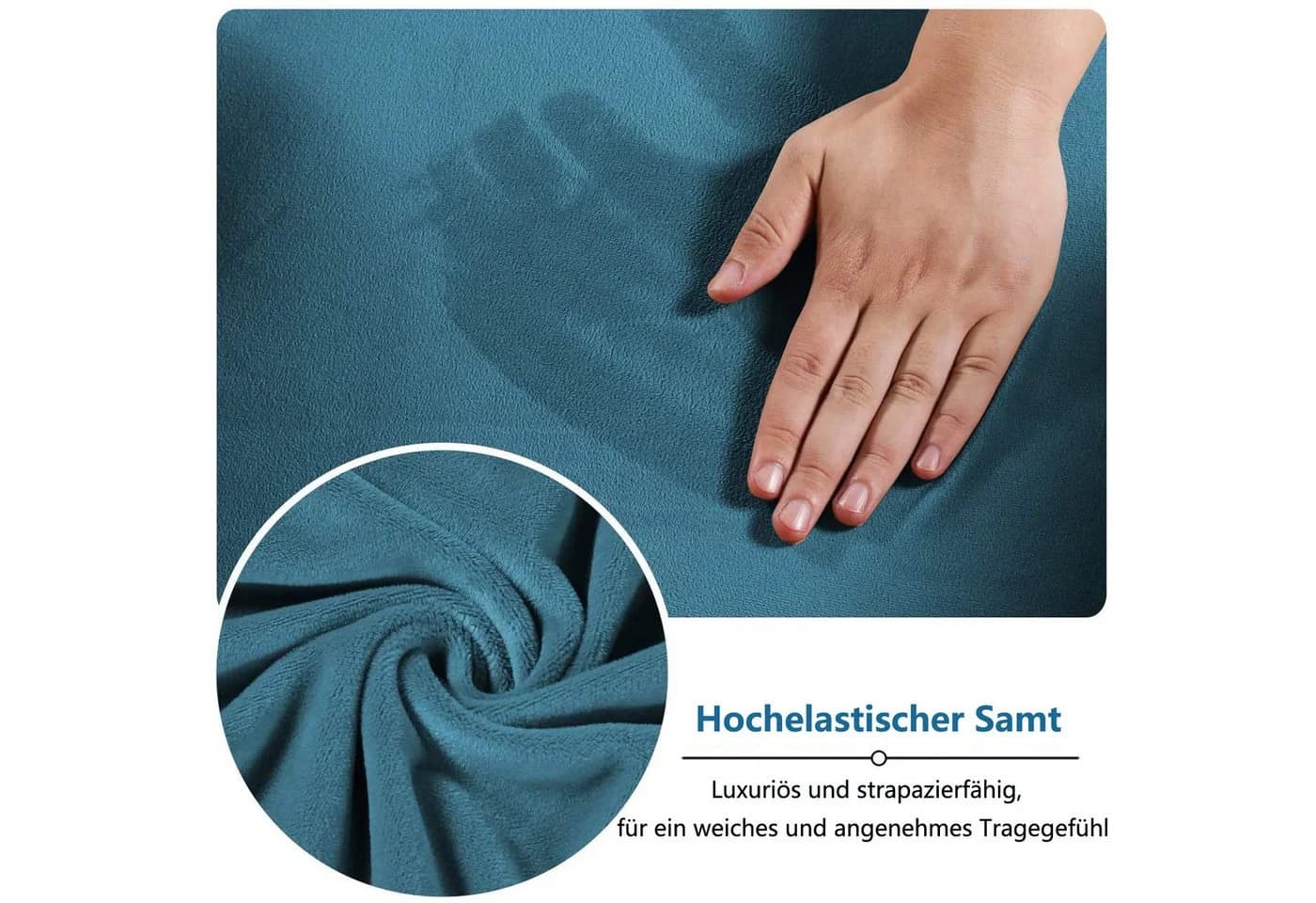 Agger Bürostuhlhusse Samtplüsch Bezug Blau Elastisch - Bild 3