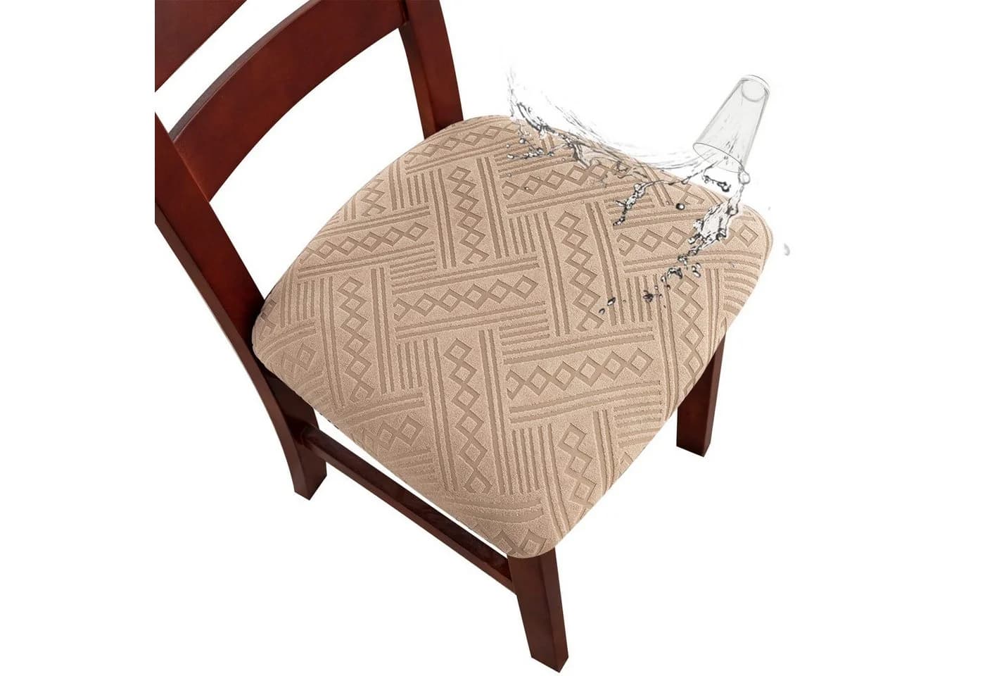 Agger Wasserdichte Stuhlhusse Beige Stretch-Sitzbezug - Bild 2