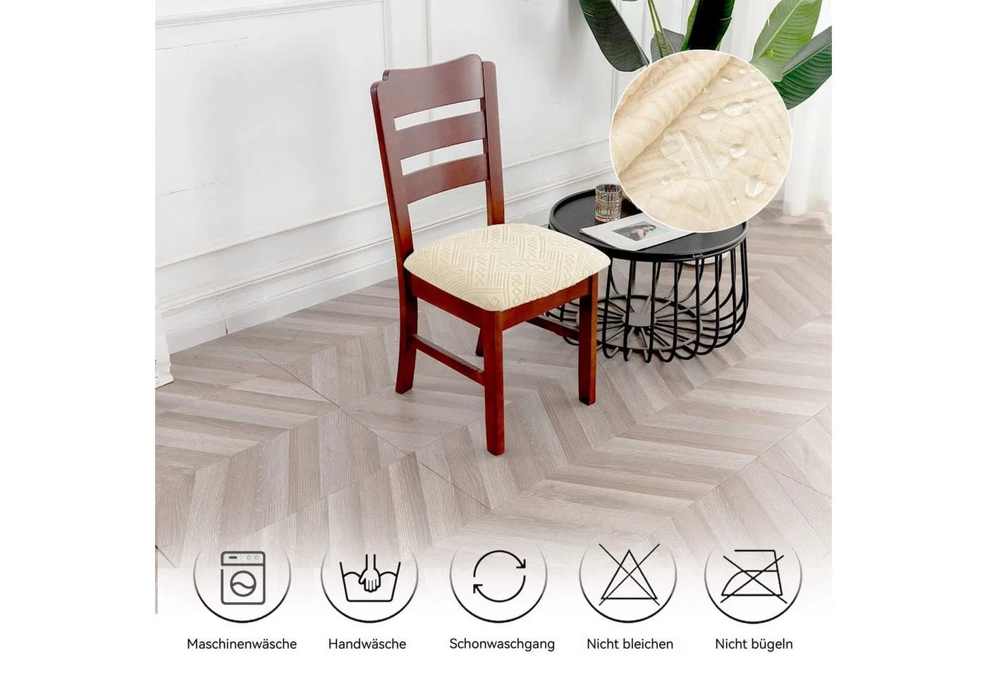 Agger Stuhlhusse Wasserdicht Beige Stretch-Sitzbezug - Bild 5