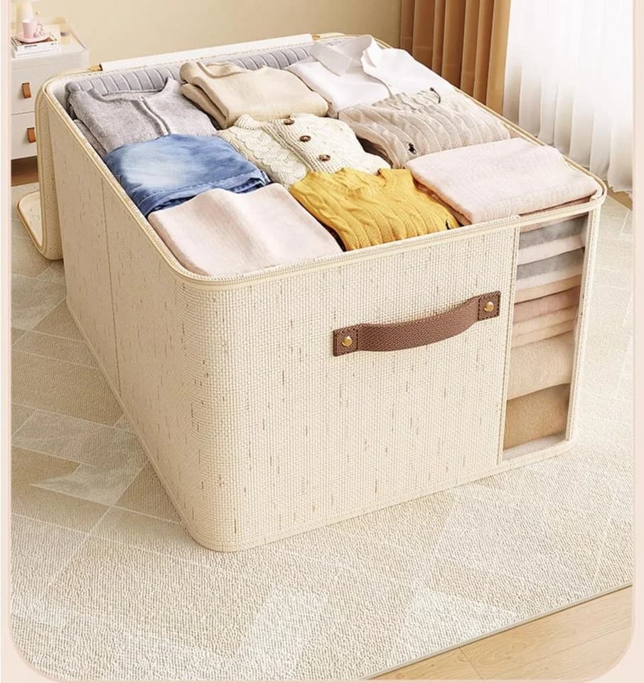 Agger Aufbewahrungsbox mit Deckel & Sichtfenster Beige