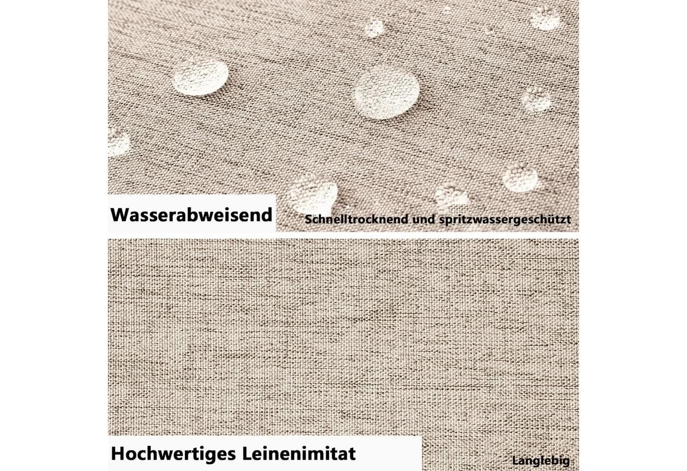 Agger Duschvorhang Leinenoptik Beige mit Wellenkante - Bild 5