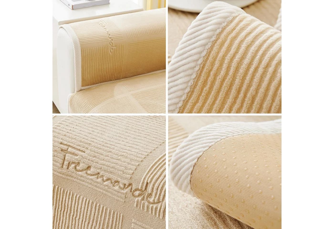 Diwzbyn Sofaschoner Heller Kaffee Rutschfest Plush Überzug - Bild 4
