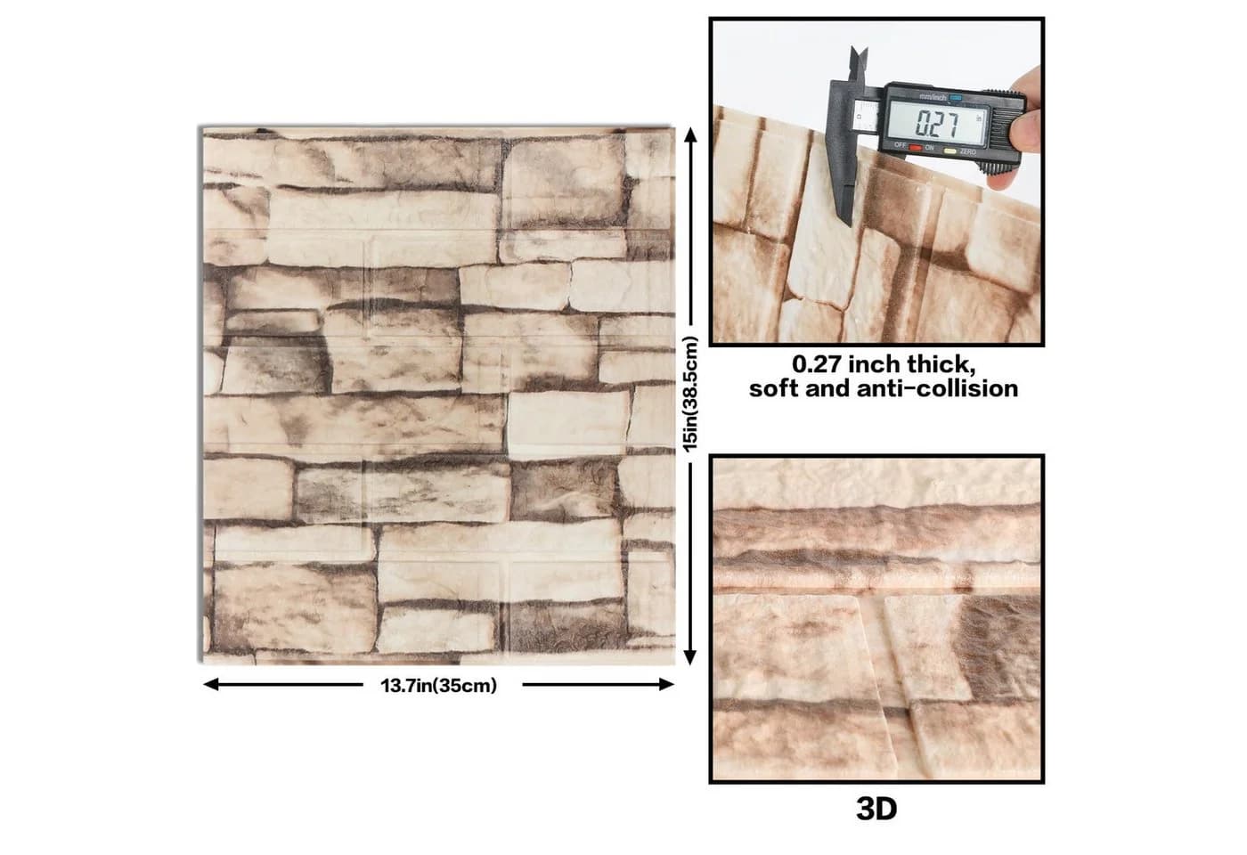 Diwzbyn 3D-Wandpaneele Steinoptik Selbstklebend Weiß - Bild 3
