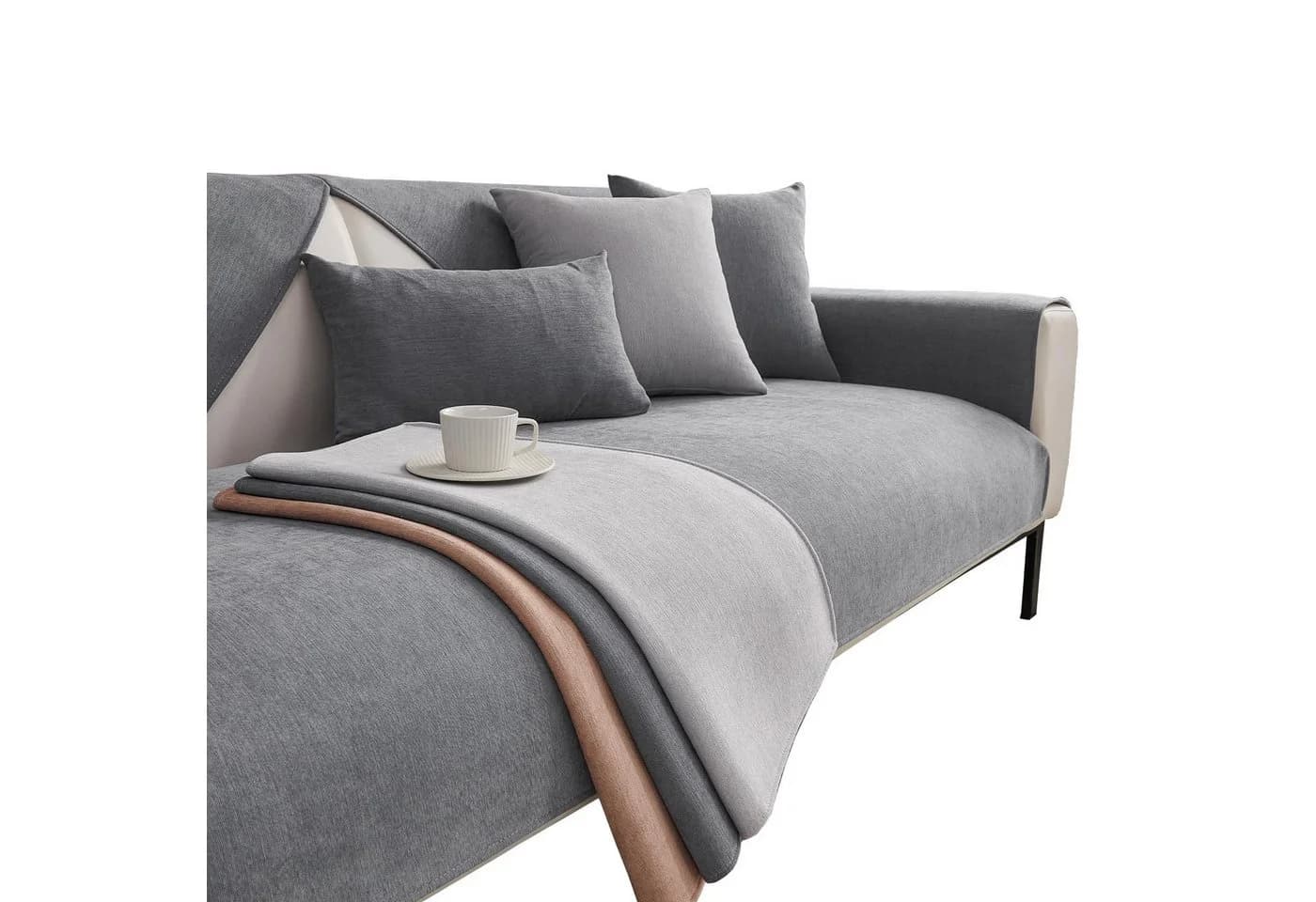 Diwzbyn Sofaschoner Grau Chenille Rutschfest - Bild 2