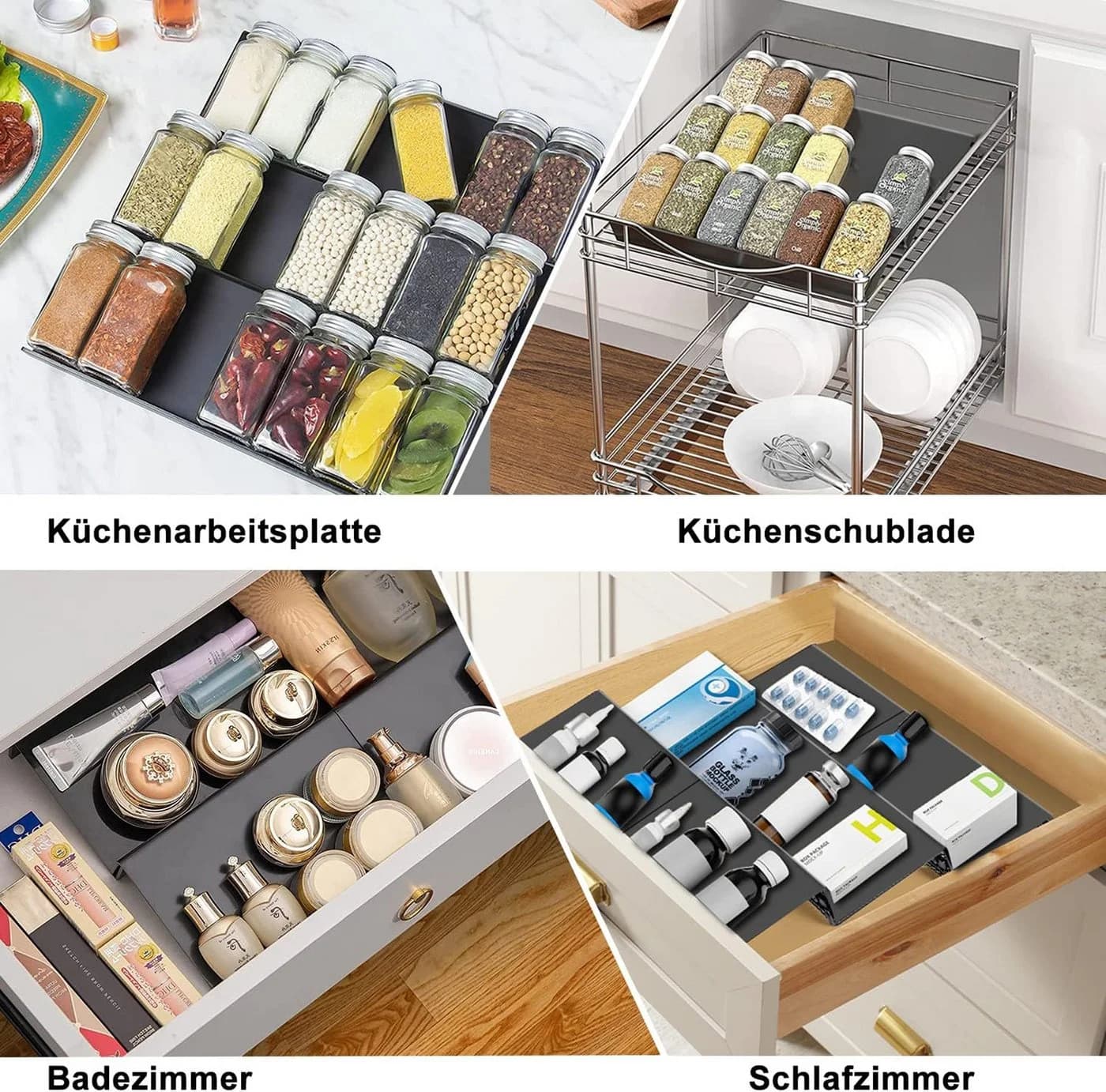 Diwzbyn Gewürzregal 6er Pack Erweiterbar Silber Metall - Bild 4