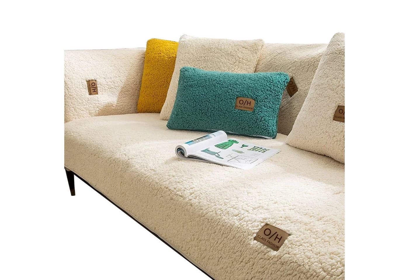Diwzbyn Sofaschoner Beige Samt Anti-Rutsch - Bild 2