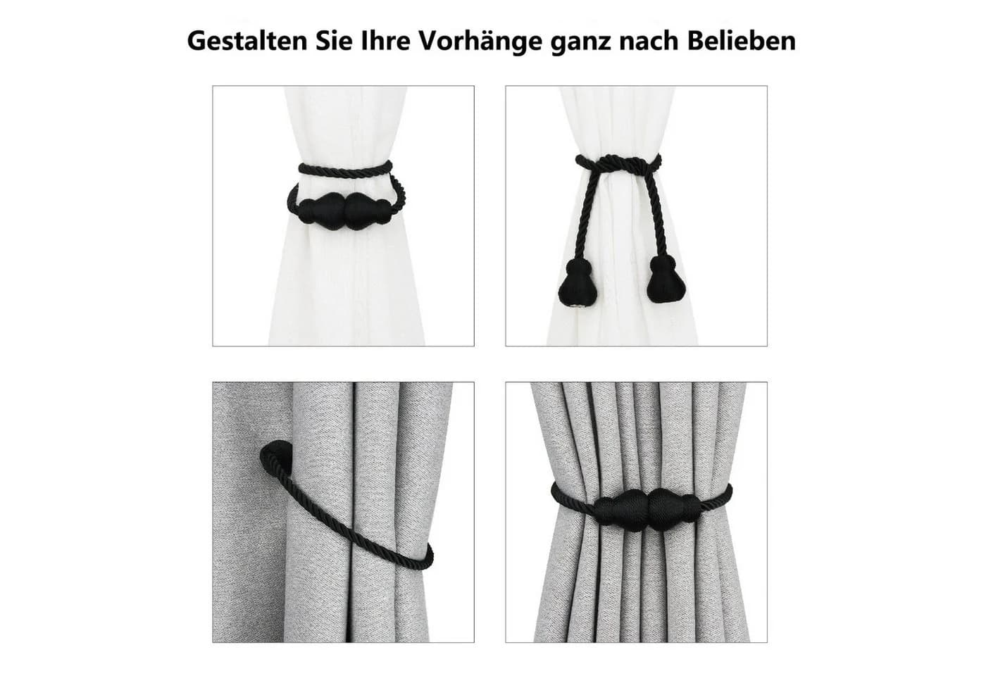 Agger Magnetische Raffhalter 2-tlg. Schwarz Verstellbar - Bild 4