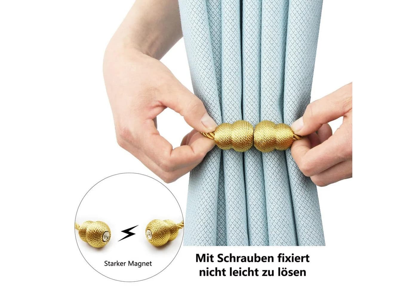 Agger Magnetische Raffhalter 2-tlg. Goldgelb Verstellbar - Bild 3