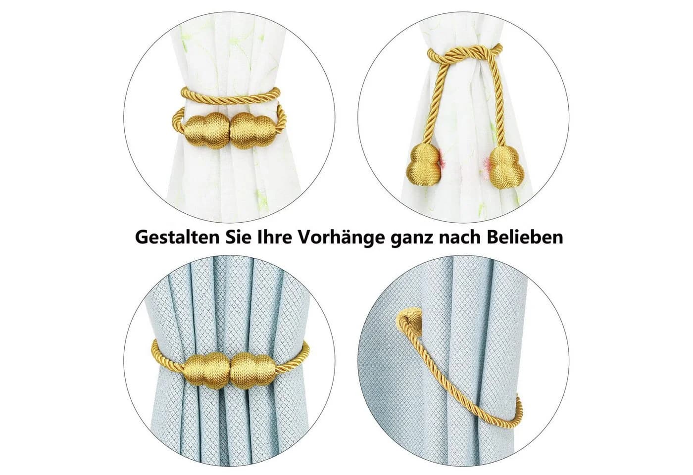 Agger Magnetische Raffhalter 2-tlg. Goldgelb Verstellbar - Bild 4