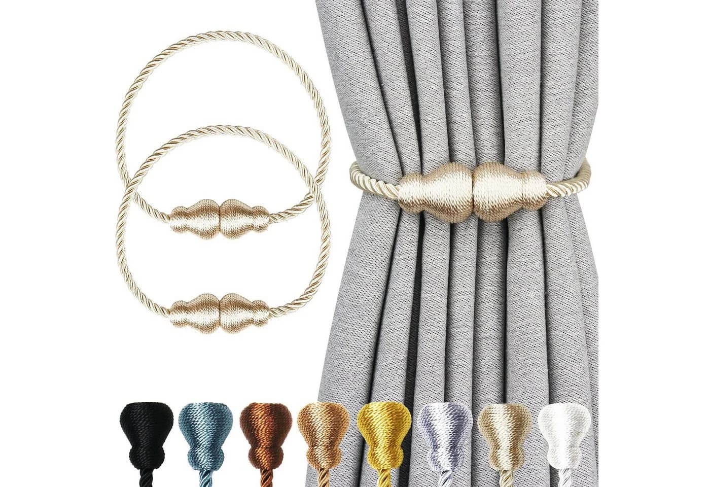 Agger Magnetische Raffhalter Beige 2 Stück Seil Gardinenhalter - Bild 2