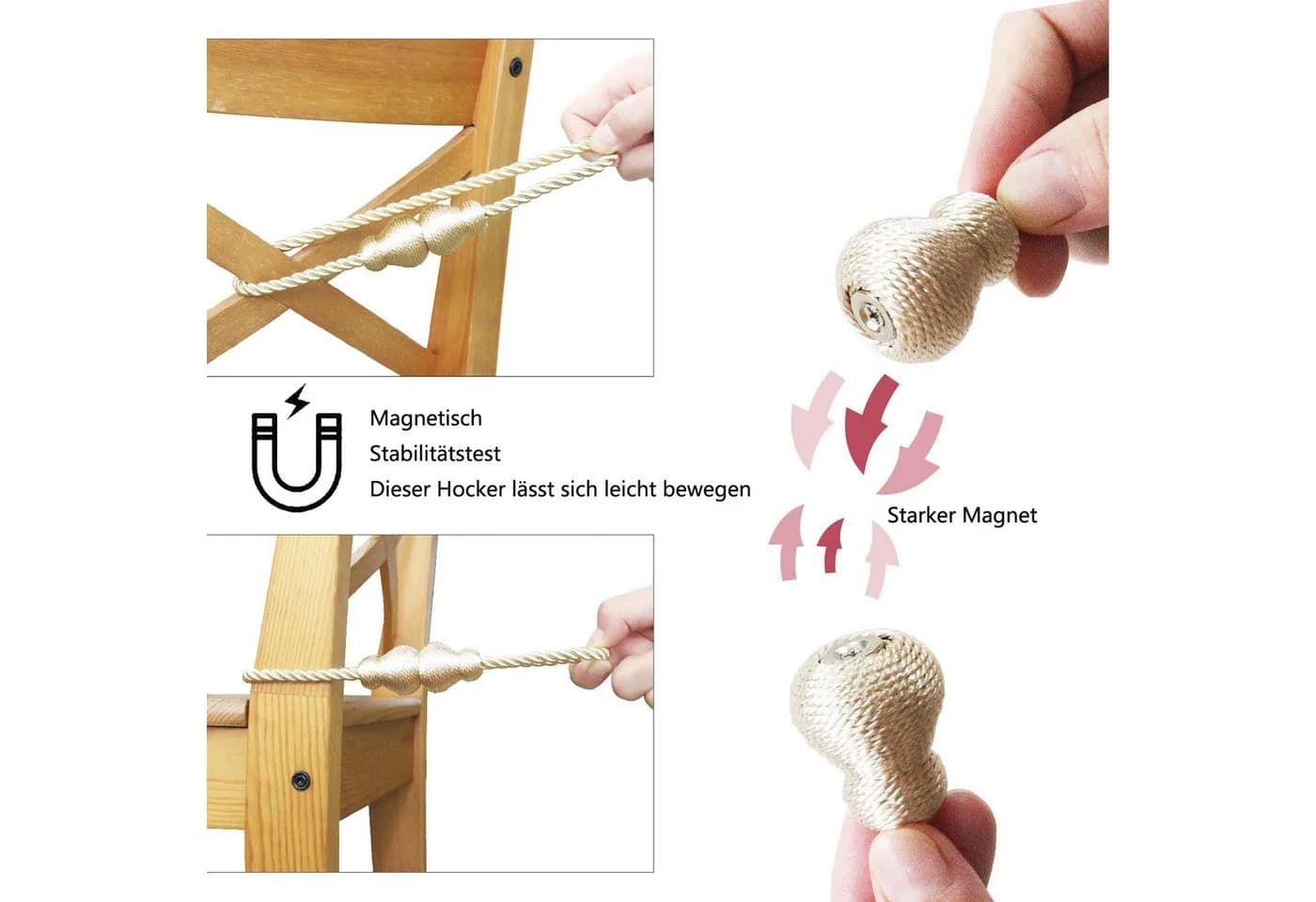 Agger Magnetische Raffhalter Beige 2 Stück Seil Gardinenhalter - Bild 3