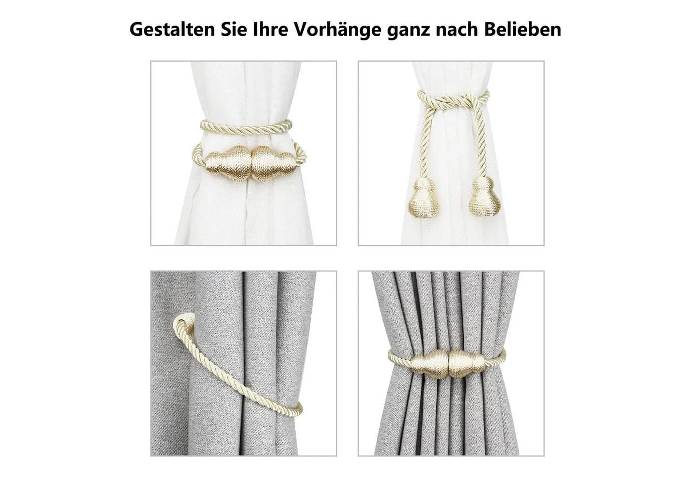 Agger Magnetische Raffhalter Beige 2 Stück Seil Gardinenhalter - Bild 4