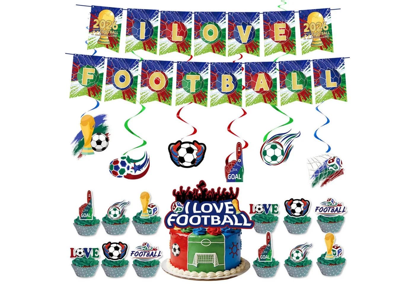 CLTYQ Dekohänger 46-teiliges Party-Set Fußball Dekoration Banner - Bild 2