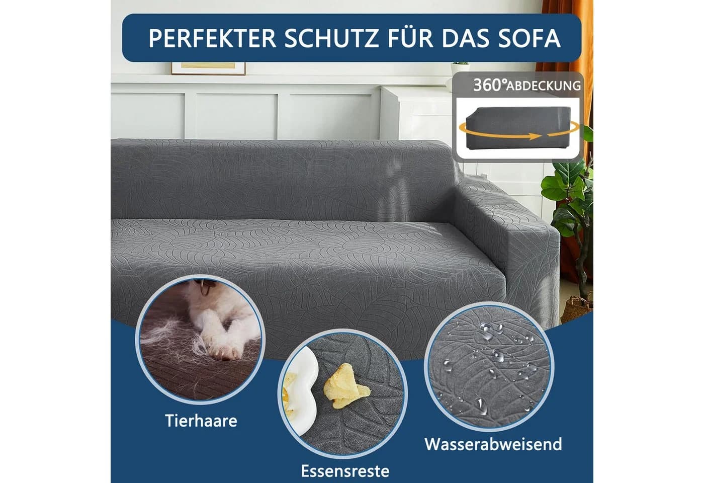 Agger Sofabezug High Stretch Dunkelgrau Elastisch - Bild 5